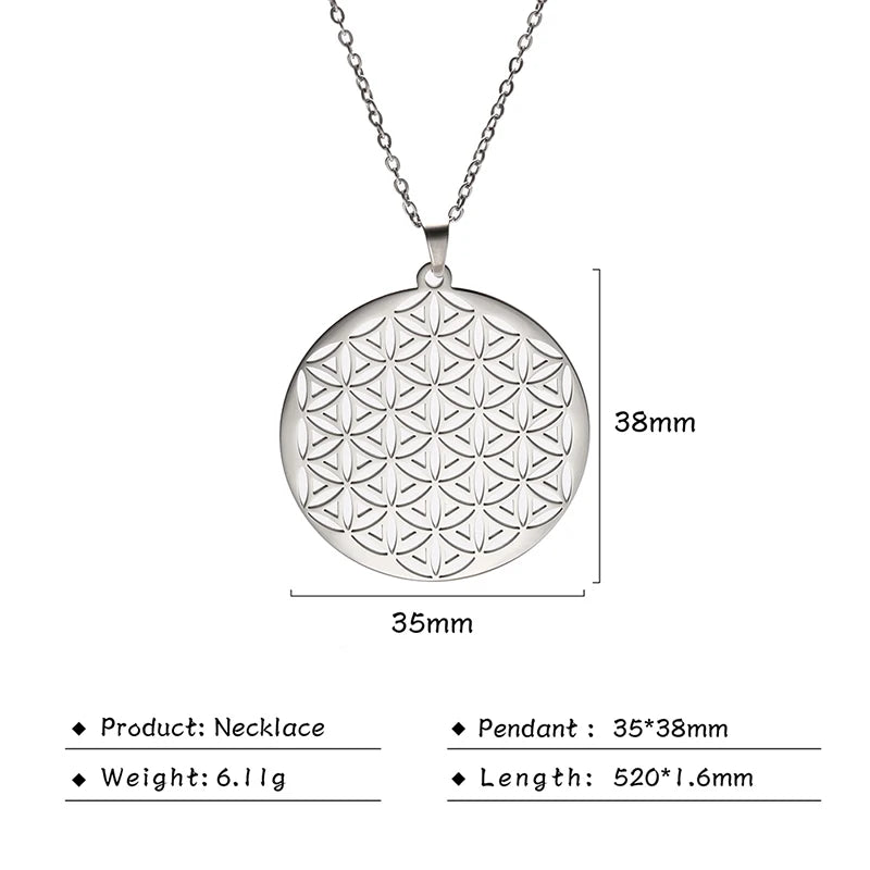 Flower of Life Sacred Geometry Necklace Stainless Steel