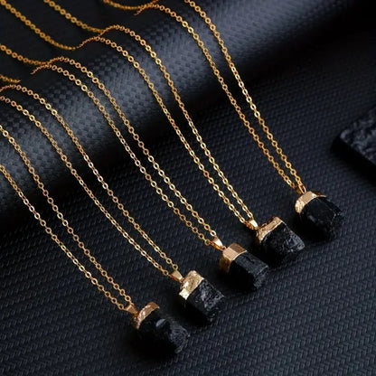 Natural Black Tourmaline Stone Protection Necklace