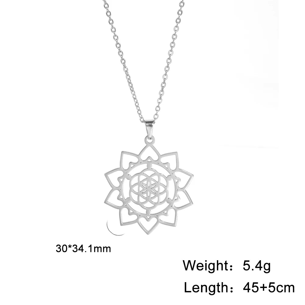 Flower of Life Sacred Geometry Necklace Stainless Steel