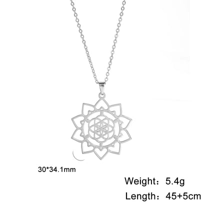 Flower of Life Sacred Geometry Necklace Stainless Steel