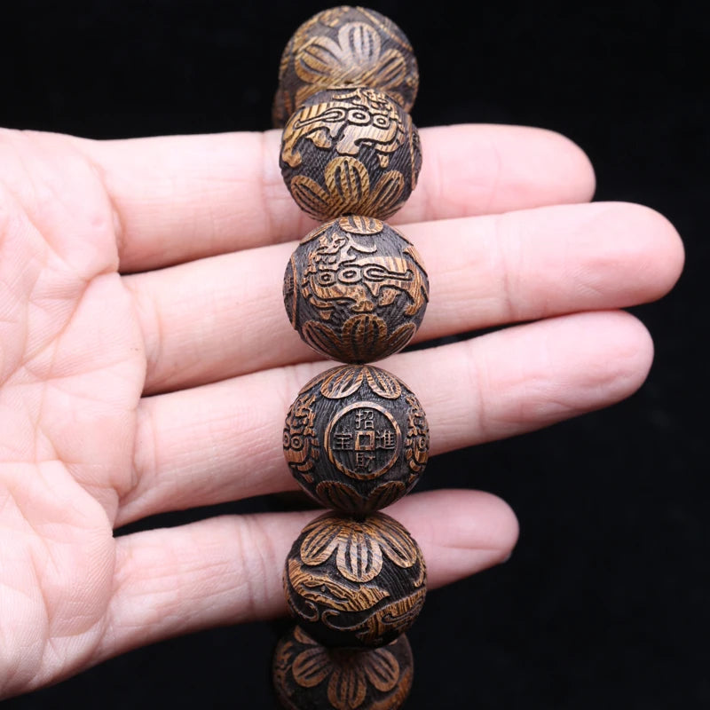 Natural Wood Bracelet Carved For Wealth Bracelet