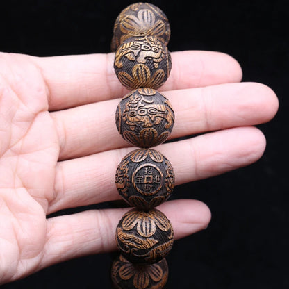 Natural Wood Bracelet Carved For Wealth Bracelet