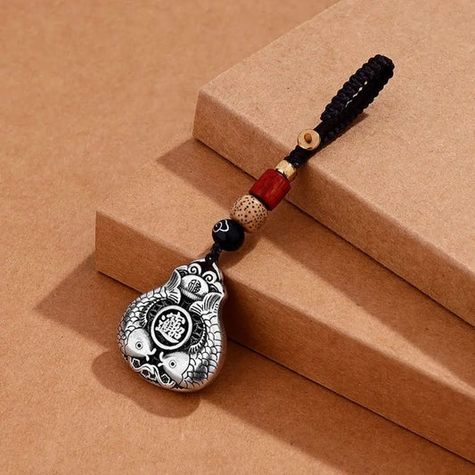 Creative Copper Lucky Bag Keychain Craftsmanship Pendant Car Keychain Fish Retro Car Accessories Women