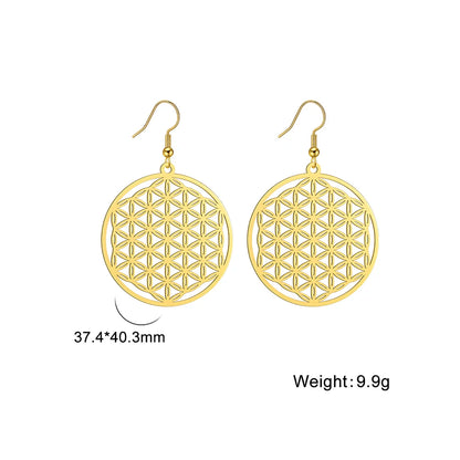 Flower of Life Women Hoop Earrings Stainless Steel