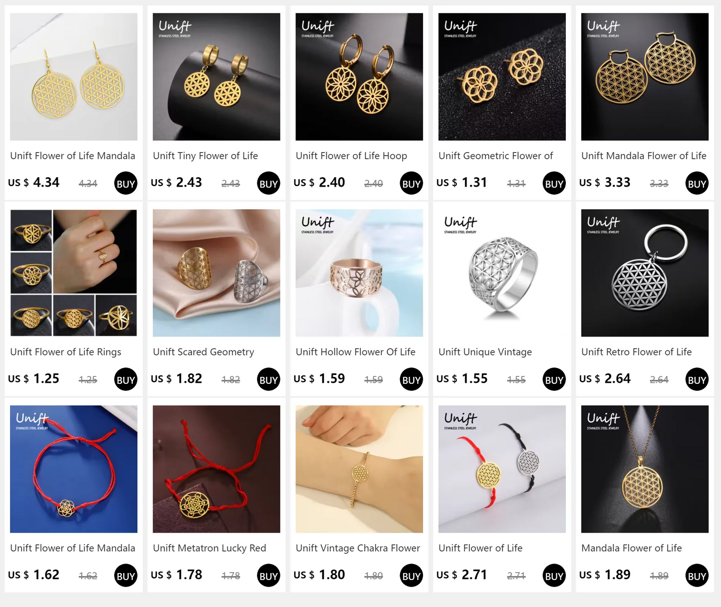 Flower of Life Sacred Geometry Necklace Stainless Steel