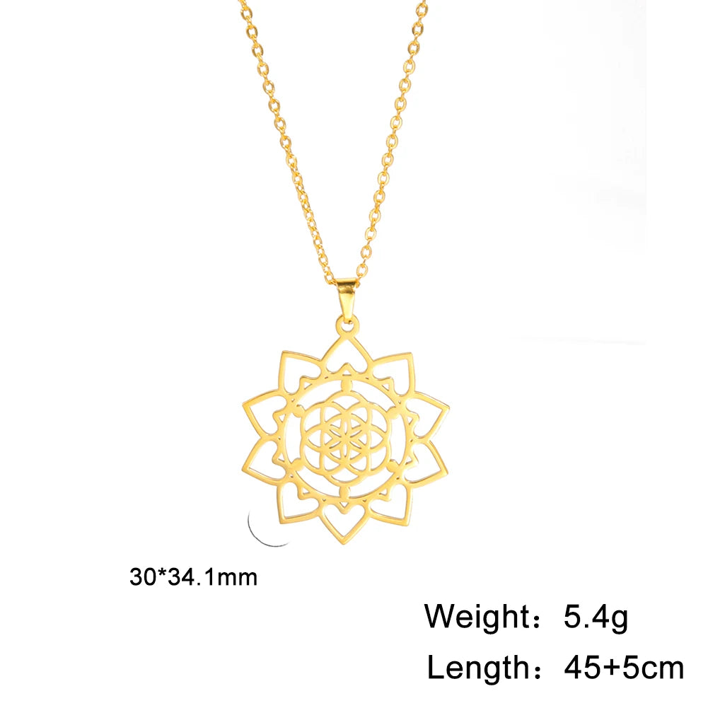 Flower of Life Sacred Geometry Necklace Stainless Steel