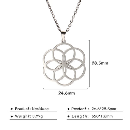 Flower of Life Sacred Geometry Necklace Stainless Steel