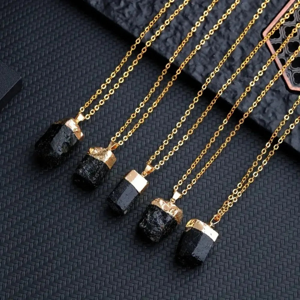Natural Black Tourmaline Stone Protection Necklace