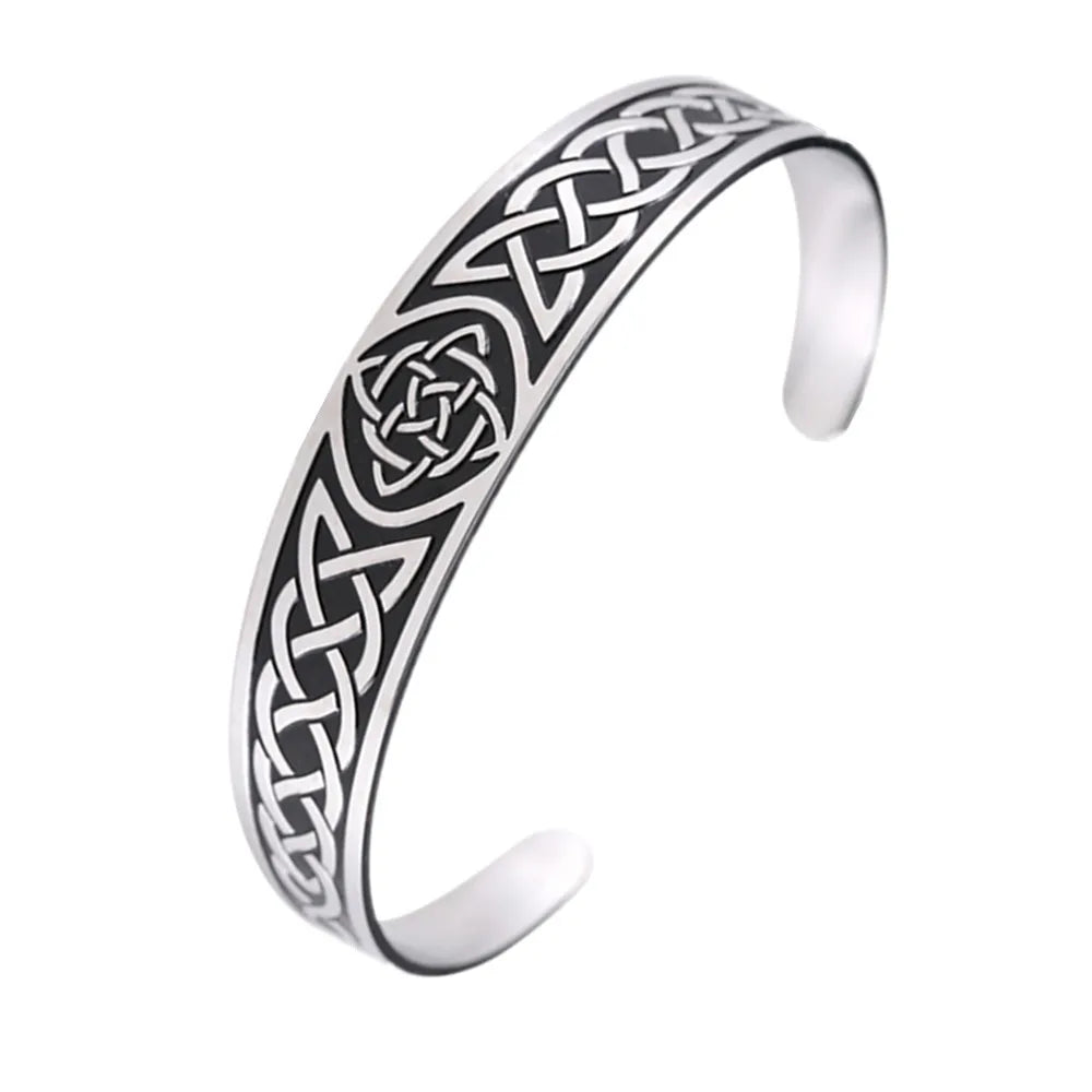 Skyrim Stainless Steel Bracelets Valknut Nordic Triskelion Vintage Gothic Irish Knot Amulet Cuff Bangle for Men Women