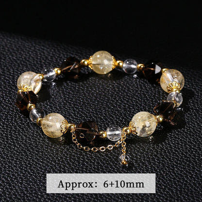 JD Natural Citrine Smoky Quartz Faceted Shape Beads Strand Bracelet