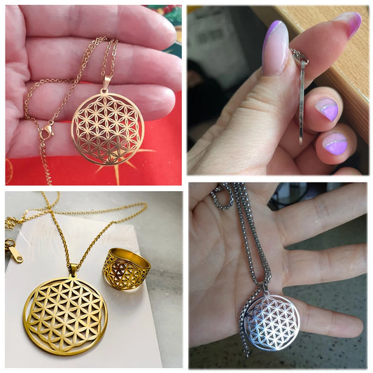 Flower of Life Sacred Geometry Necklace Stainless Steel