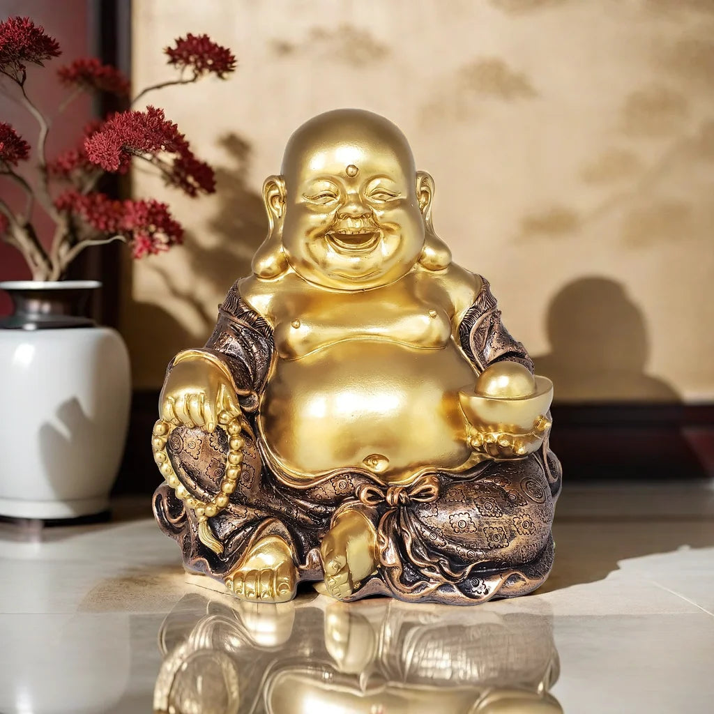 Living room room porch decoration Lucky and happy smiling Buddha statue, Zen garden, new home decoration, resin crafts Buddha