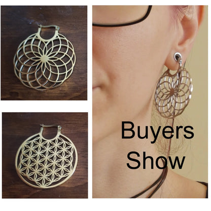 Flower of Life Women Hoop Earrings Stainless Steel