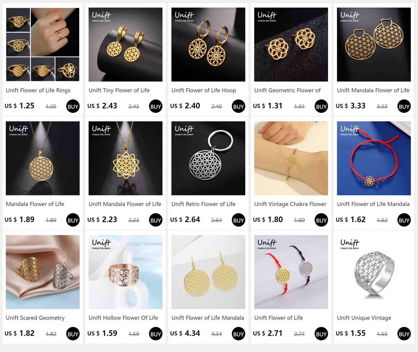 Flower of Life Women Hoop Earrings Stainless Steel