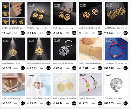 Flower of Life Women Hoop Earrings Stainless Steel