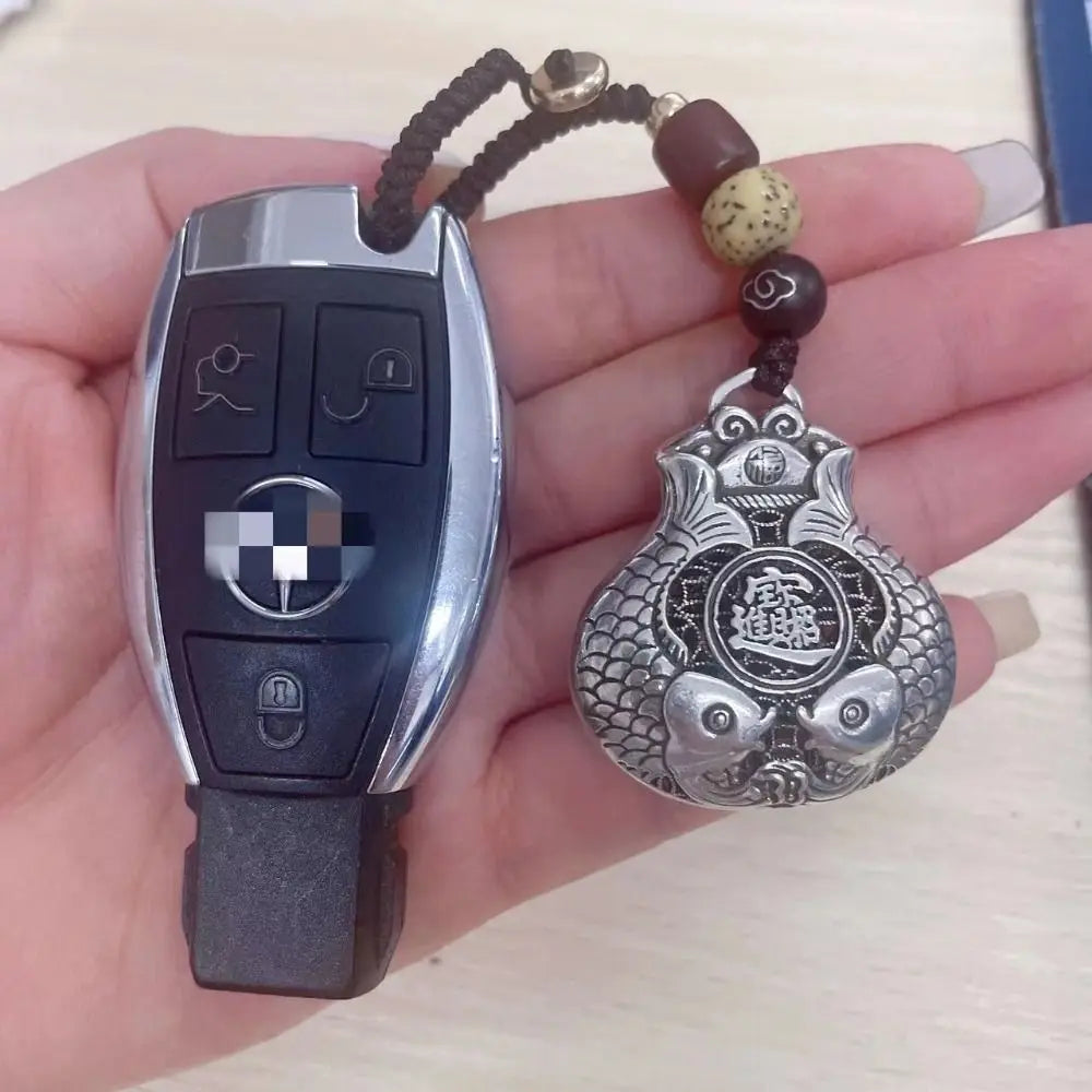 Creative Copper Lucky Bag Keychain Craftsmanship Pendant Car Keychain Fish Retro Car Accessories Women