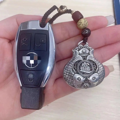 Creative Copper Lucky Bag Keychain Craftsmanship Pendant Car Keychain Fish Retro Car Accessories Women