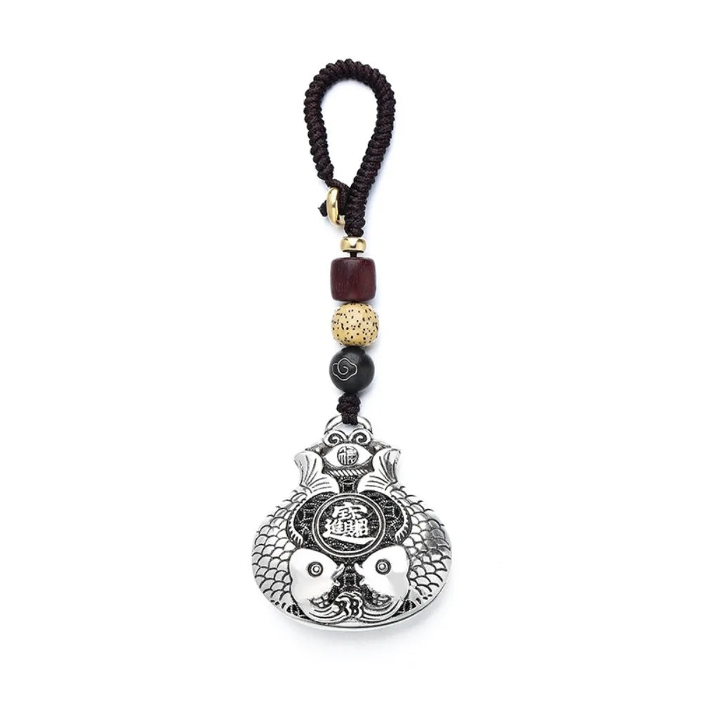 Creative Copper Lucky Bag Keychain Craftsmanship Pendant Car Keychain Fish Retro Car Accessories Women