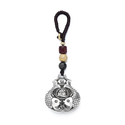 Creative Copper Lucky Bag Keychain Craftsmanship Pendant Car Keychain Fish Retro Car Accessories Women