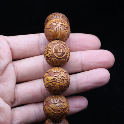 Natural Wood Bracelet Carved For Wealth Bracelet