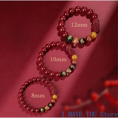 Red Cinnabar Pixiu Bracelet Amulet