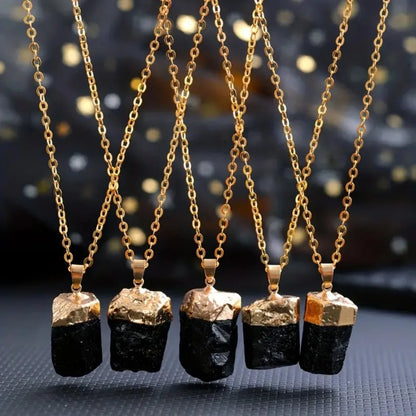 Natural Black Tourmaline Stone Protection Necklace
