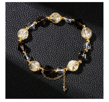 JD Natural Citrine Smoky Quartz Faceted Shape Beads Strand Bracelet