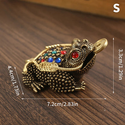 1Pc Feng Shui Toad Money Fortune Wealth Chinese Golden Frog Toad Coin Home Office Decoration Lucky Gifts Tabletop Ornaments