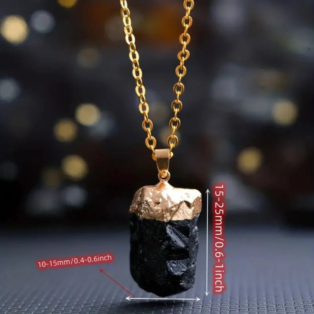 Natural Black Tourmaline Stone Protection Necklace