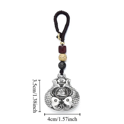 Creative Copper Lucky Bag Keychain Craftsmanship Pendant Car Keychain Fish Retro Car Accessories Women