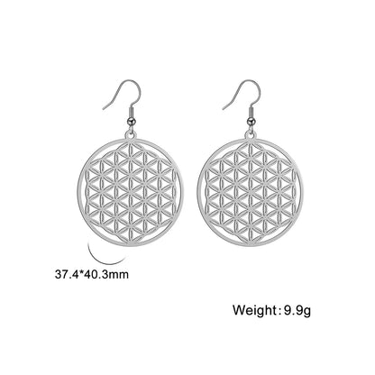 Flower of Life Women Hoop Earrings Stainless Steel