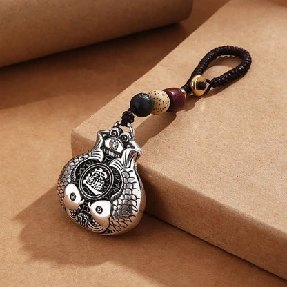 Creative Copper Lucky Bag Keychain Craftsmanship Pendant Car Keychain Fish Retro Car Accessories Women