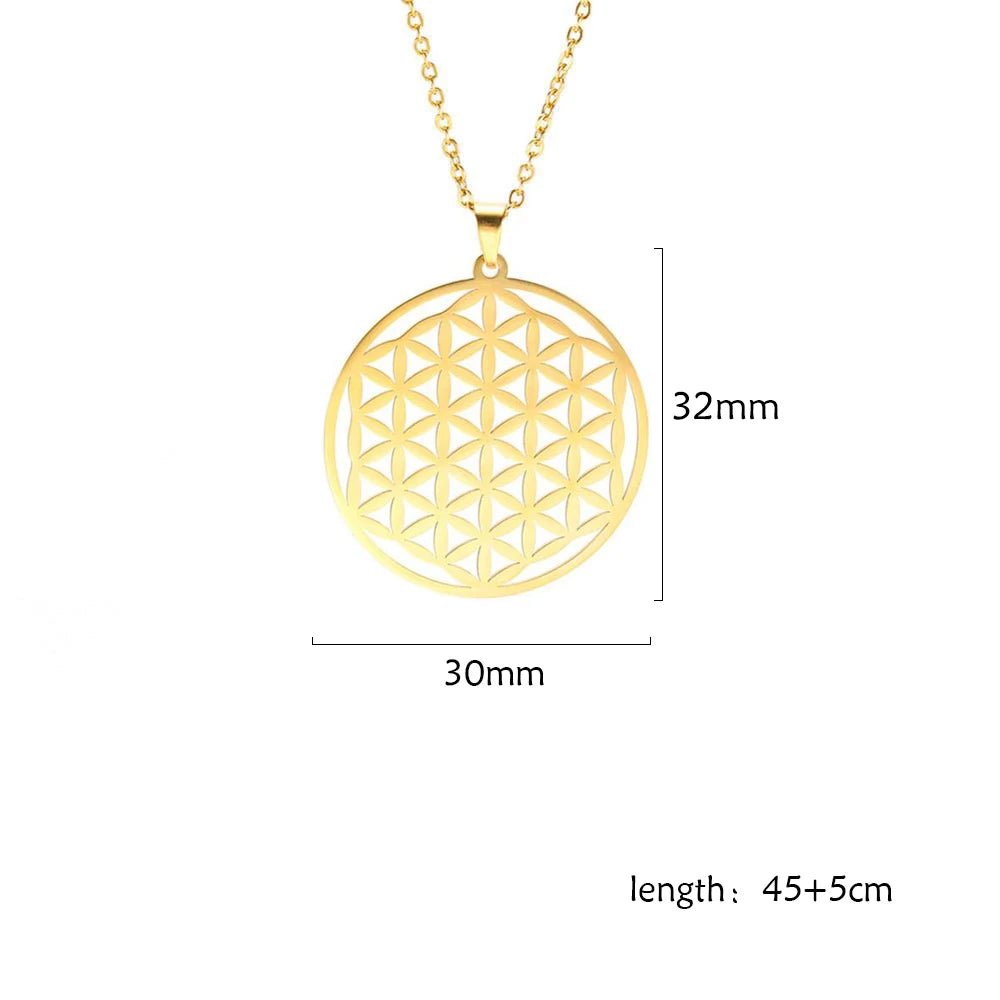 Flower of Life Sacred Geometry Necklace Stainless Steel