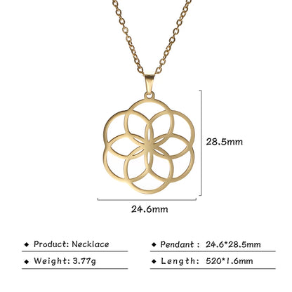Flower of Life Sacred Geometry Necklace Stainless Steel