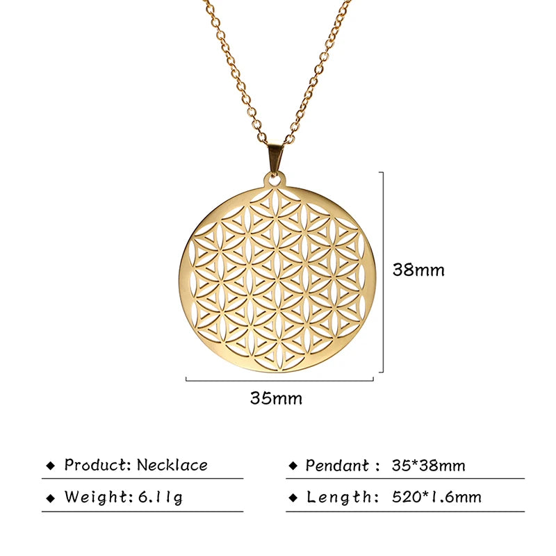 Flower of Life Sacred Geometry Necklace Stainless Steel