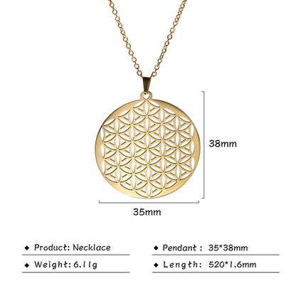 Flower of Life Sacred Geometry Necklace Stainless Steel