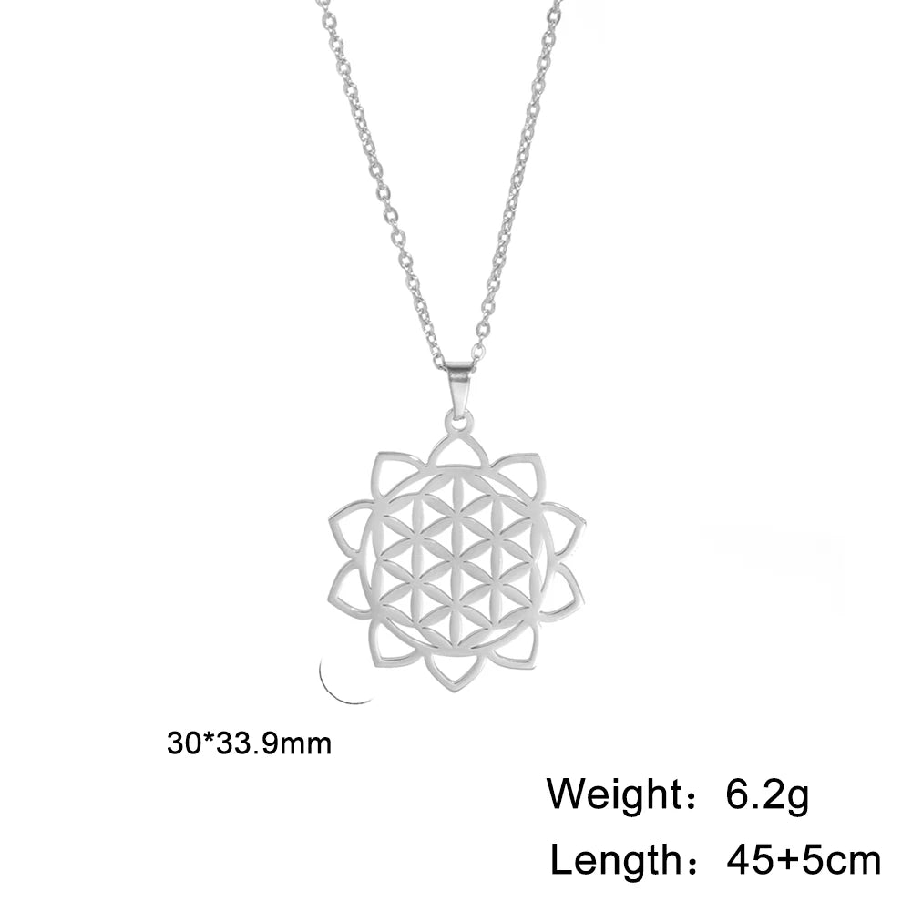 Flower of Life Sacred Geometry Necklace Stainless Steel