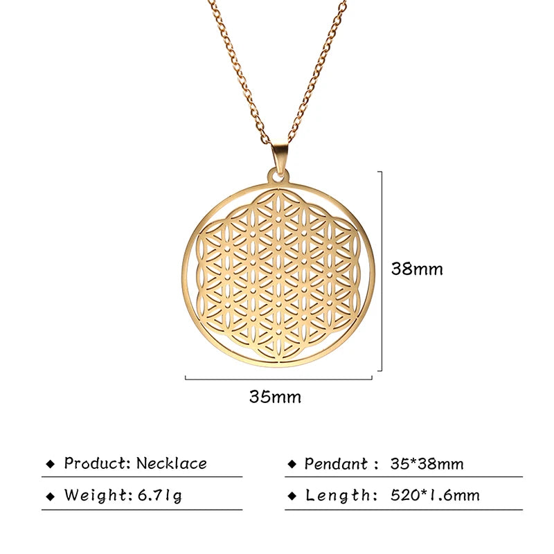 Flower of Life Sacred Geometry Necklace Stainless Steel
