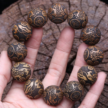 Natural Wood Bracelet Carved For Wealth Bracelet