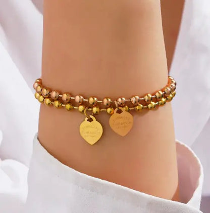 Round Beads Heart Bracelet
